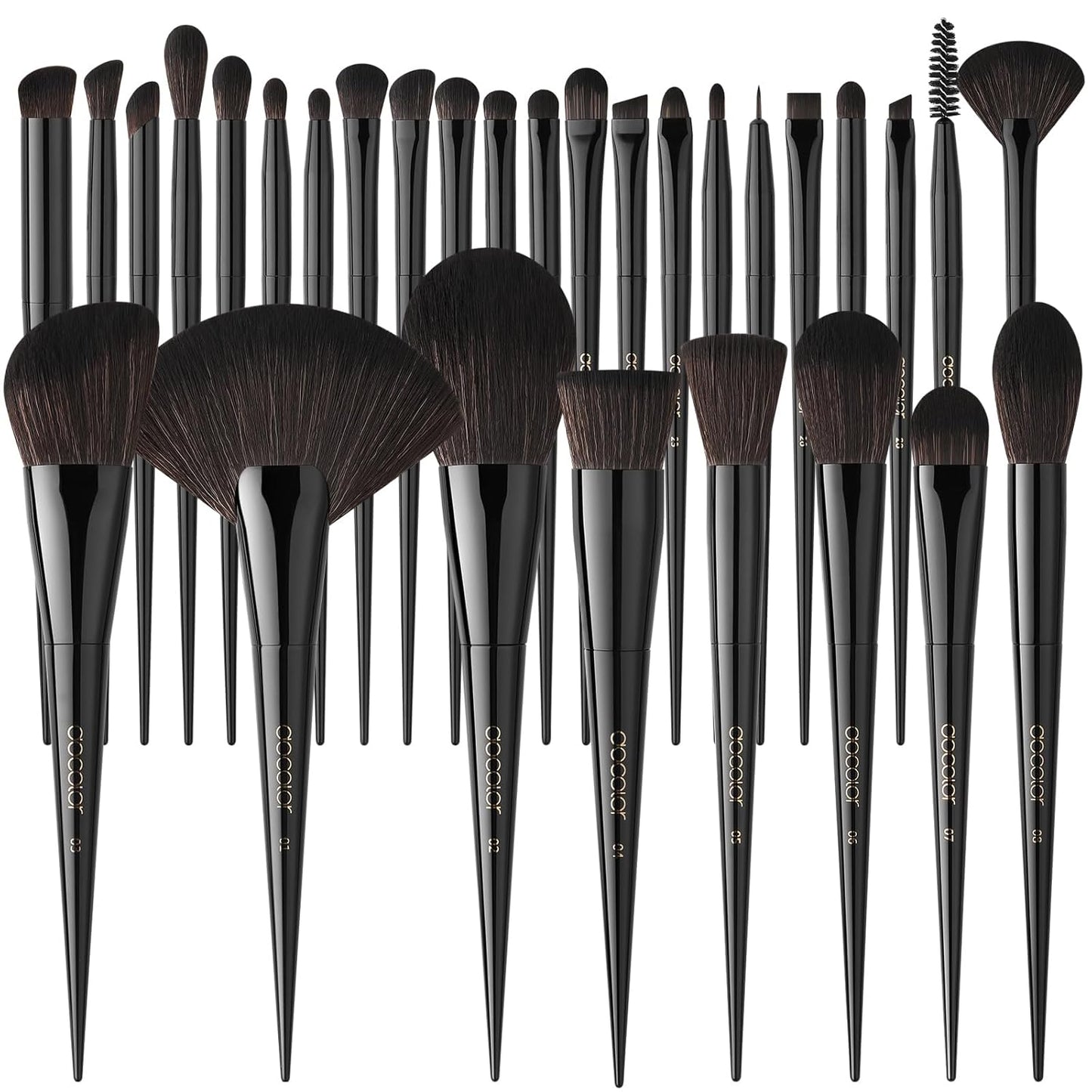 Makeup Brushes Set Professional 30Pcs Obsidian Makeup Brushes Premium Synthetic Powder Kabuki Foundation Contour Blush Concealer Eye Shadow Blending Eyeliner Crease Eyebrow Make up Brush Kit