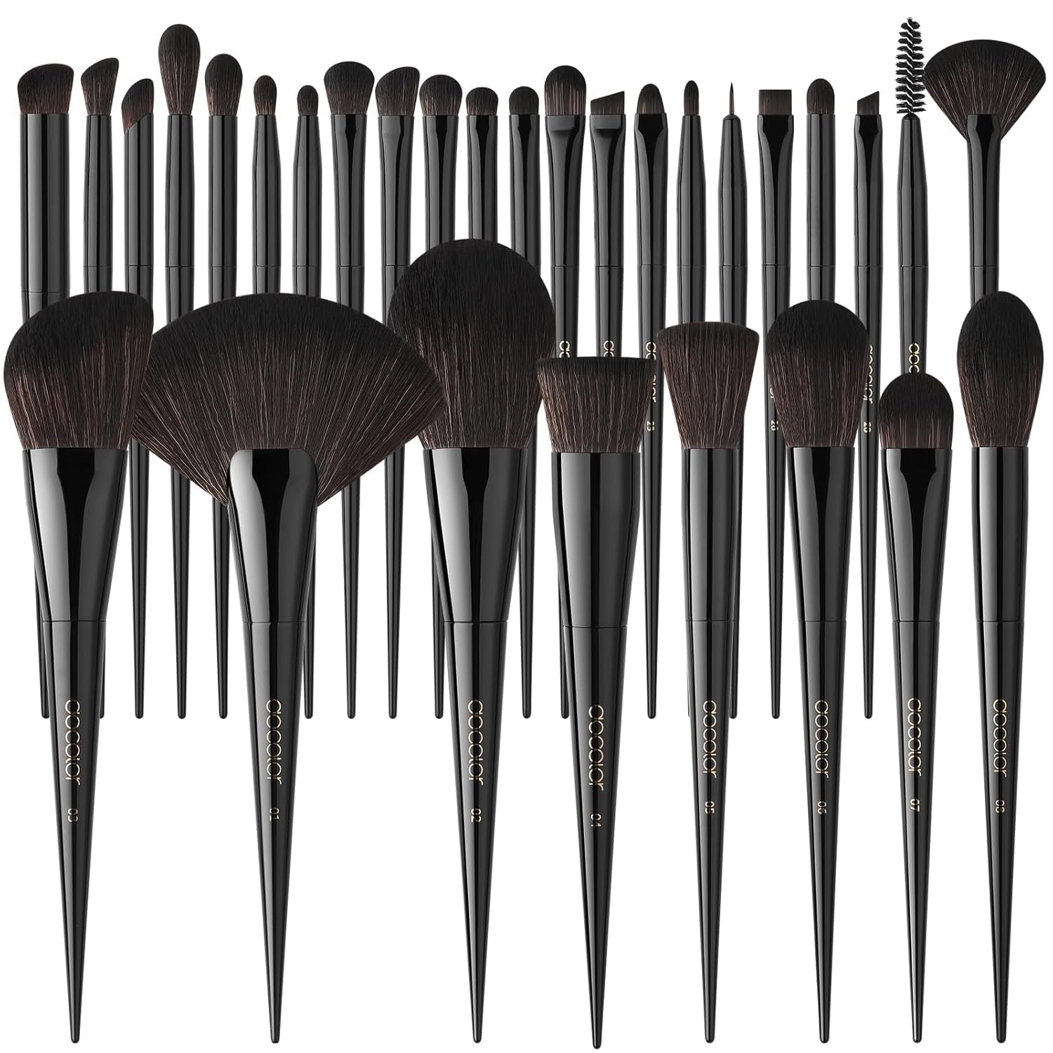 Makeup Brushes Set Professional 30Pcs Obsidian Makeup Brushes Premium Synthetic Powder Kabuki Foundation Contour Blush Concealer Eye Shadow Blending Eyeliner Crease Eyebrow Make up Brush Kit